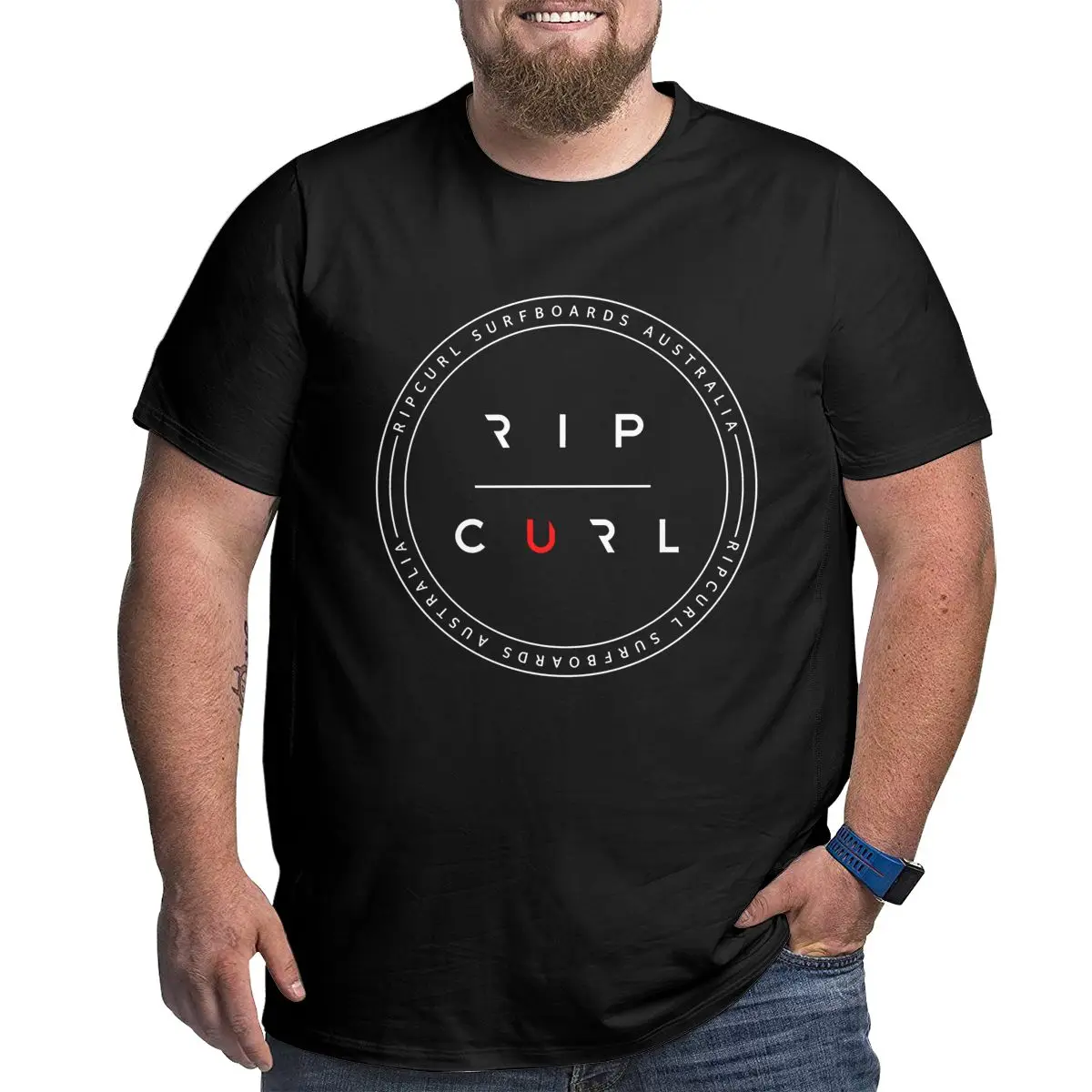 

2021 Popular Rip Clock Curl Logo T-shirt Black Tide Brand Loose Summer Half-sleeved Trend Streetwear Oversized t-shirt 6xl 5xl