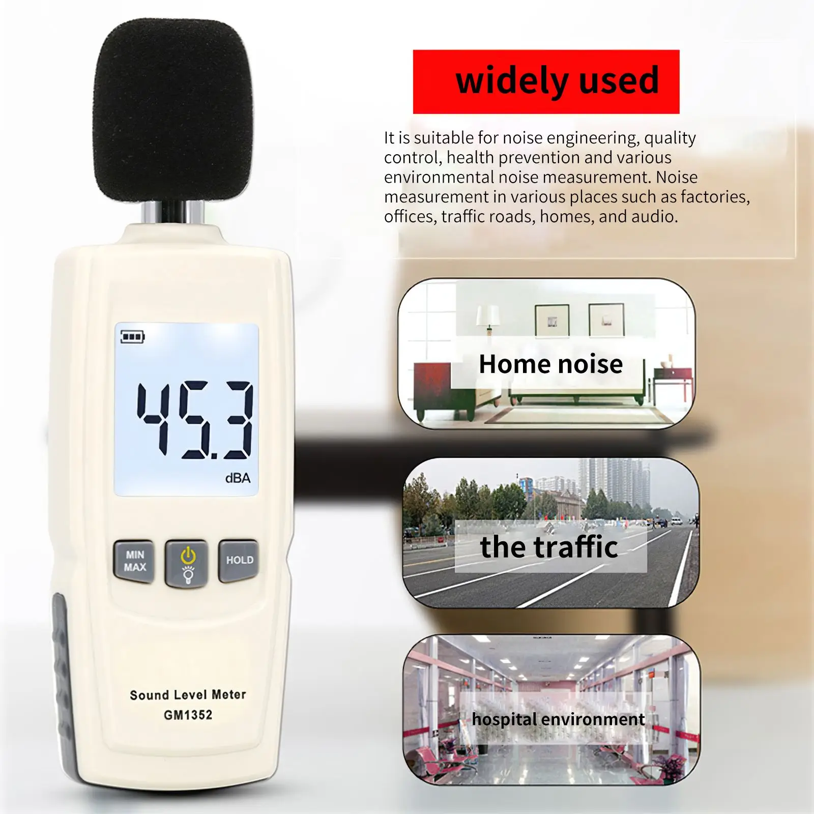 

Digital Sound Level Meter High Precision Handheld Household Decibel Noise Measurement Tester With Clear Display For School