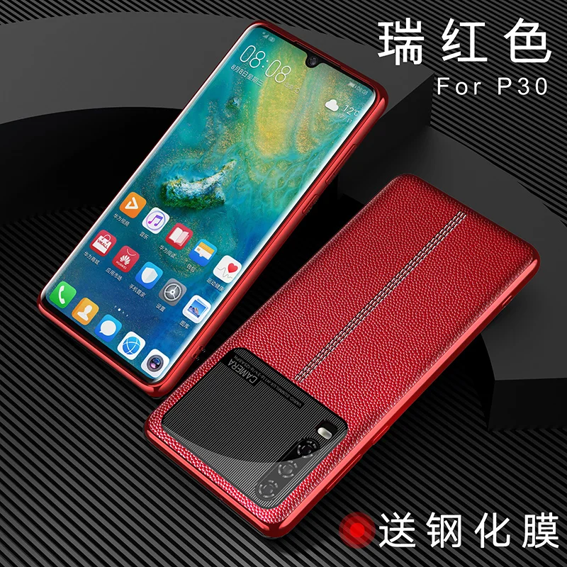 red P30 Чехол из натуральной кожи с покрытием для huawei P30 PRO P30PRO, чехол для бизнеса, первый слой из натуральной воловьей кожи, чехол - Цвет: red P30