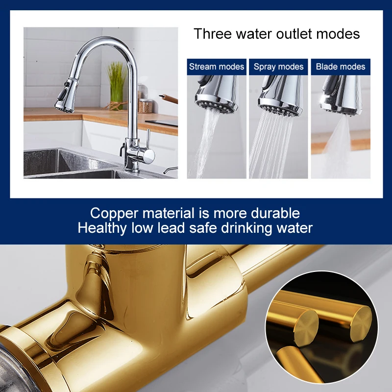 Kitchen Faucets Pull Out Mixer Tap with Strong Spray Swivel 360 Degree hot and cold Water ELK5408 | Обустройство дома