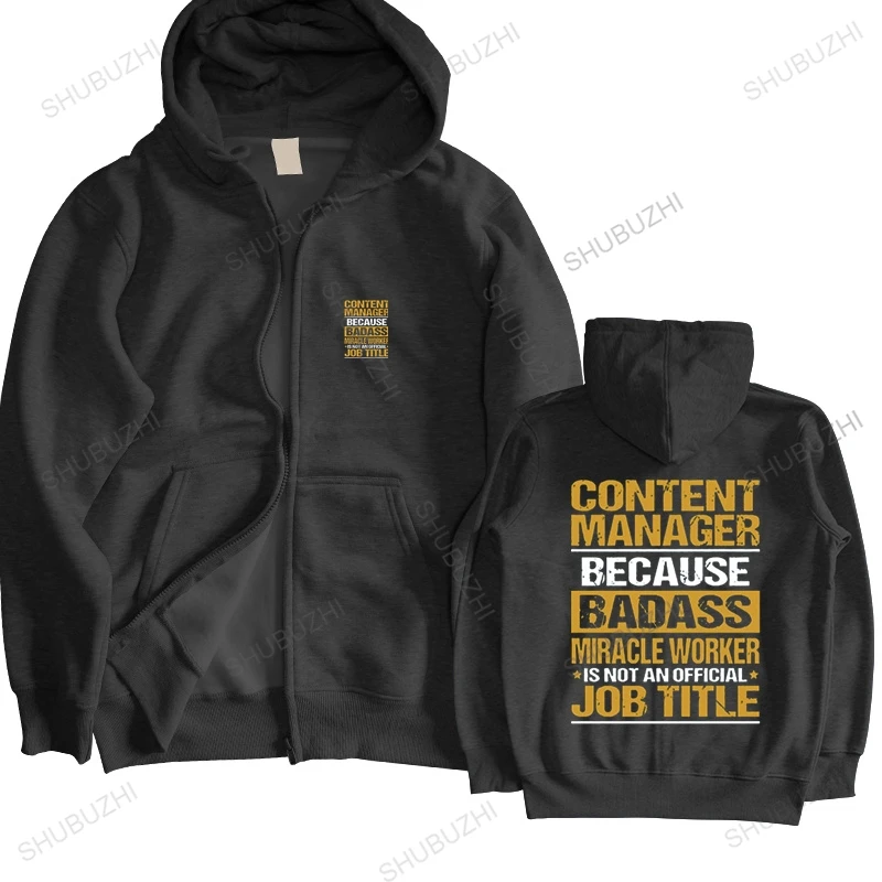 

Content Manager hoody Badass Is Not An Official Job Title Vintage Cotton Digital Print brand zipper warm jacket drop shipping