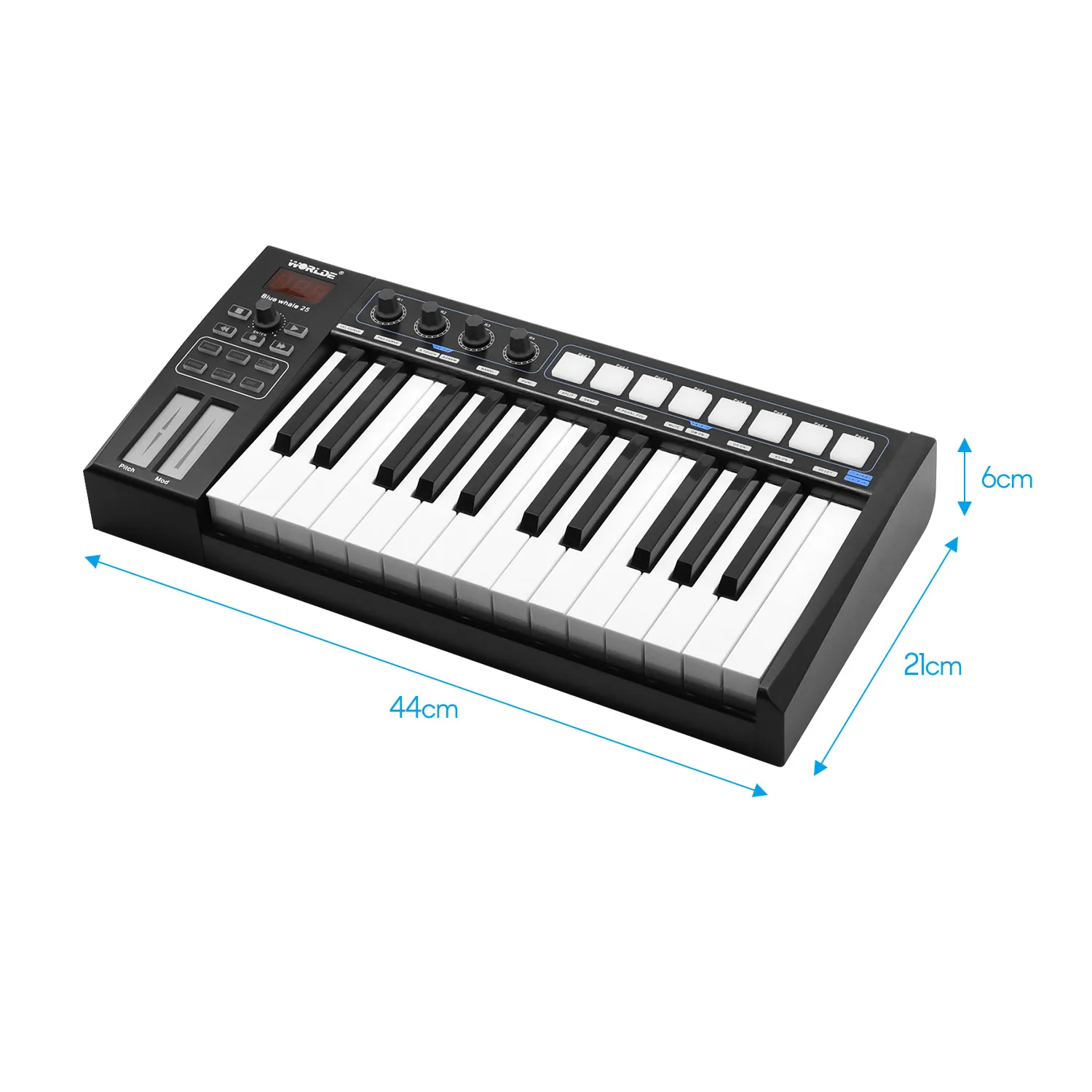 WORLDE TUNA MINI Новый Ультрапортативный 25 клавишный USB MIDI контроллер клавиатуры два