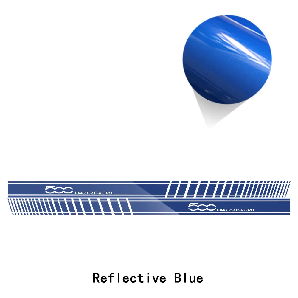 reflective blue Автомобильный Стайлинг, наклейка на боковую юбку, ограниченная серия, украшение для тела, гоночная наклейка в полоску для Fiat 500 Bravo Doble Panda Ducato, аксессуары - Название цвета: reflective blue