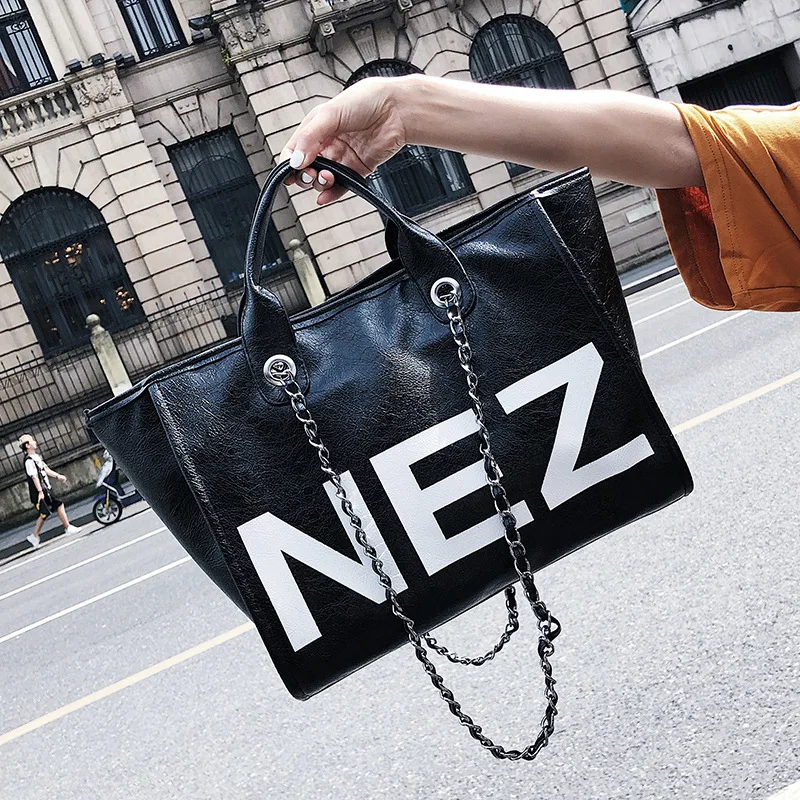 

2022 Fashion Women Handbag New Fashion Korean Version of The Letter Tote Bag Shoulder Diagonal Chain Pink Handbag Casual Tote