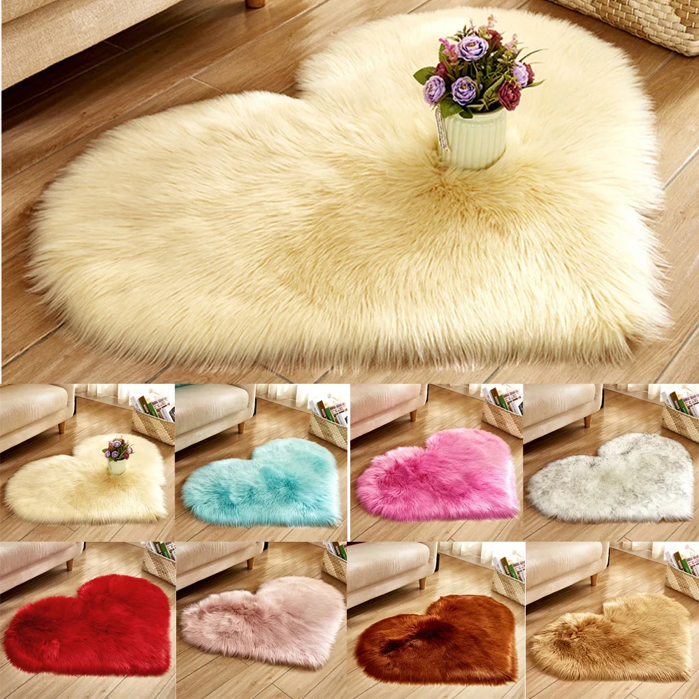 Напольный коврик в виде сердца ворсистые мягкие пушистые коврики