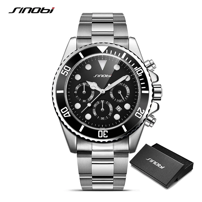 

Sinobi 2021 Luxury Business Men's Watch Waterproof Date Clock Male Stainless Watches Man Quartz Wrist Watch Relogio Masculino