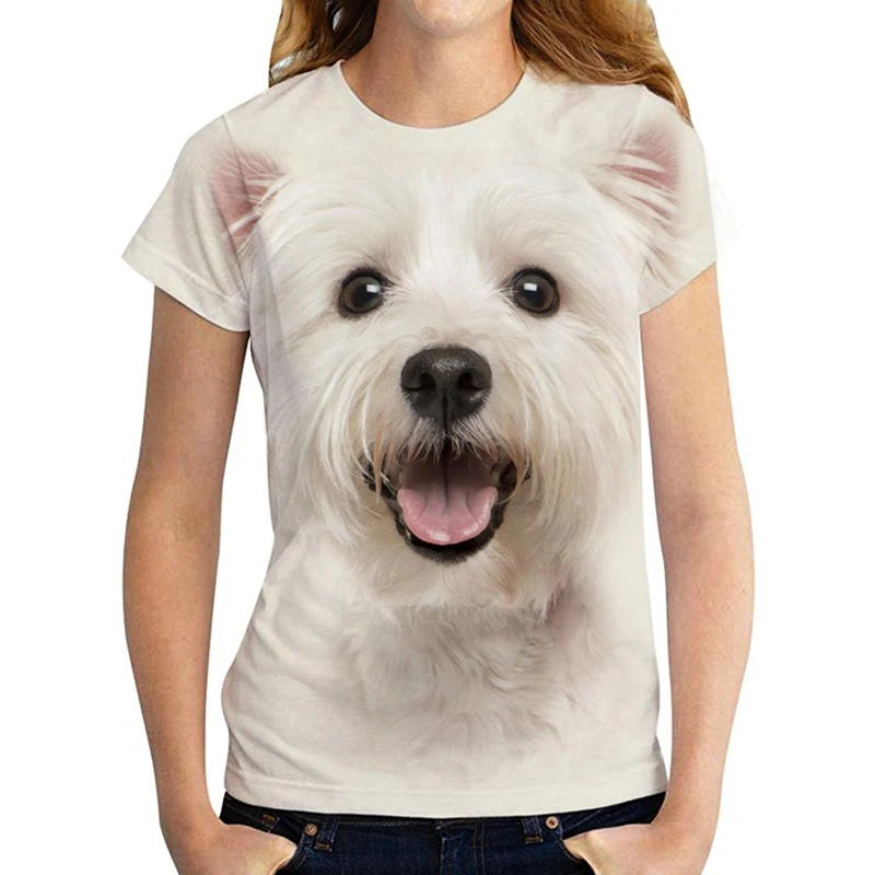 

New Animal Print T Shirt Women Harajuku Graphic Tee Summer Streetwear Love Dog Cute Shirt Short Sleeve Kawaii Tops Size 100-6XL