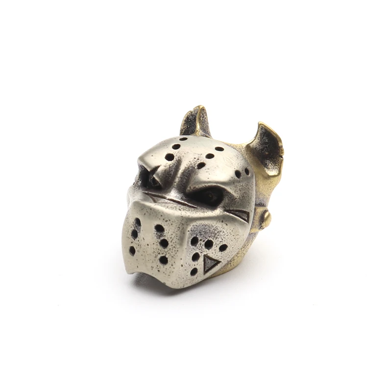Coltello testa di cane in ottone bianco Paracord perline all'aperto strumenti fai da te EDC cordino pendenti portachiavi accessori