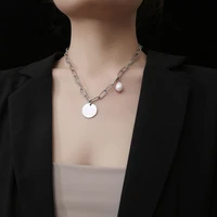 pearl stacking necklace men and women with the same hip hop couple round brand pendant necklace can be customized name necklace