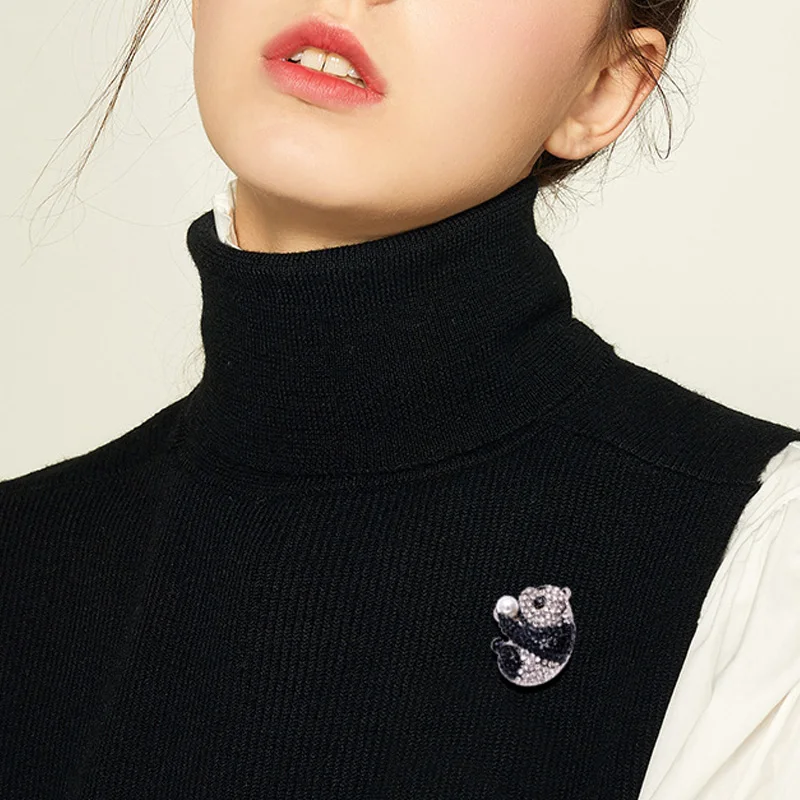 Милая Стразы Брошь в виде панды на рубашку костюма с животными модные броши