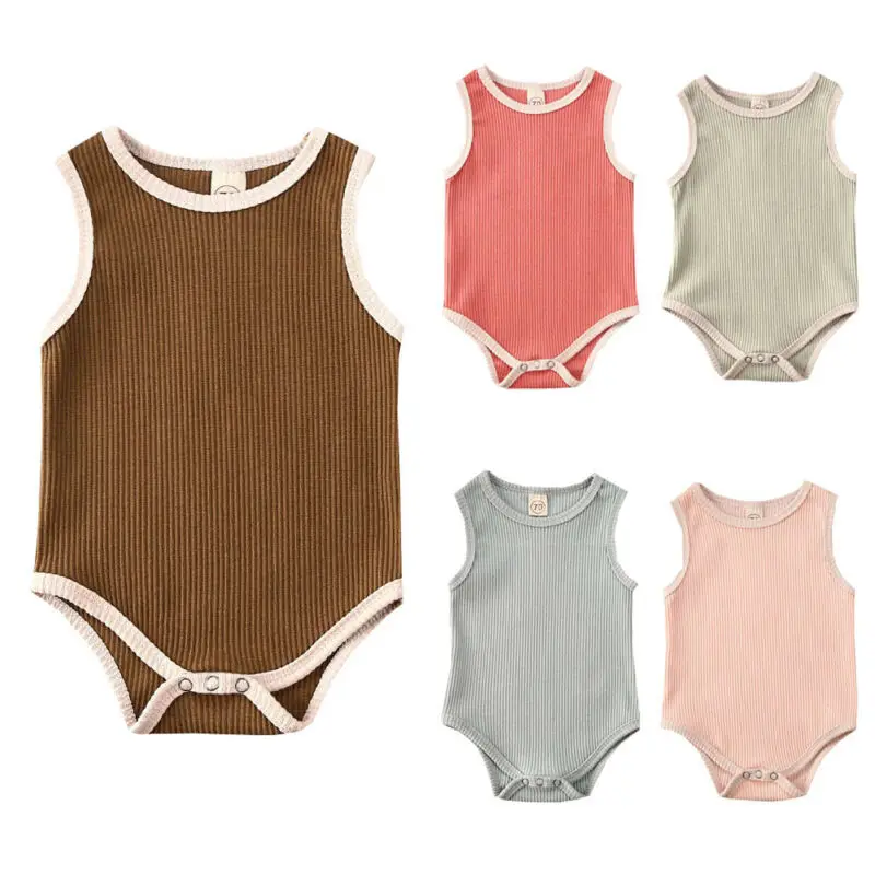 Милая Одежда для маленьких мальчиков и девочек вязаный Летний комбинезон без