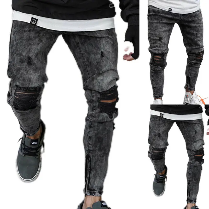 

Men Jeans Pants Slim Fit 2021 Fashion Mens Clothing Skinny Stretch Denim Jeans Snowflake Casual Zipper Pants Mens Trousers