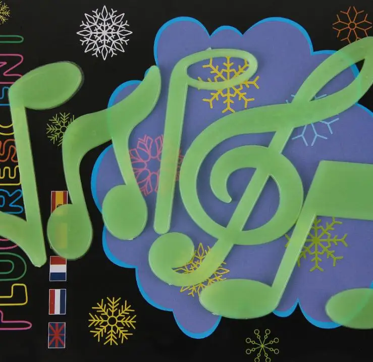 15 шт./компл. Мини Музыкальные светящиеся наклейки на стену темные звезды для