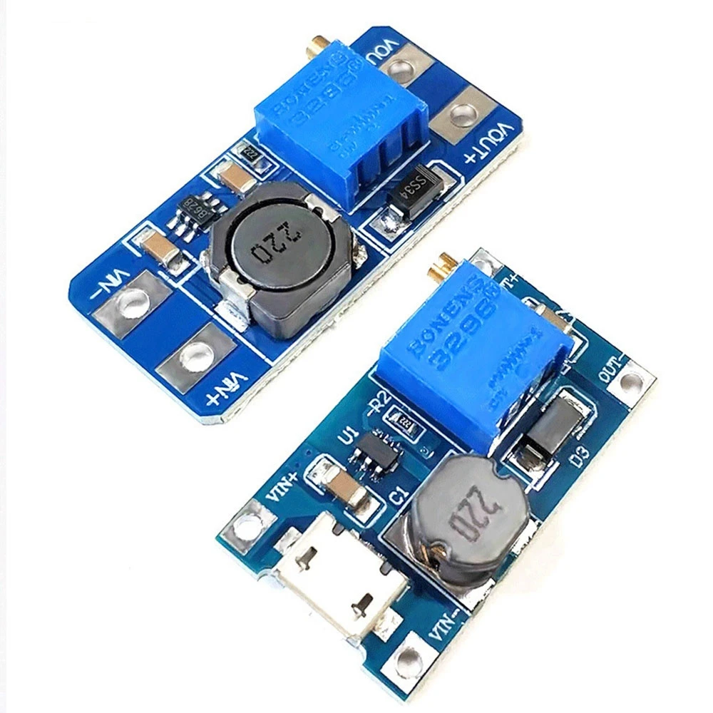 

MT3608 DC-DC boost module 2A boost board USB voltage 2-24V rise 5/9/12/-28V adjustable