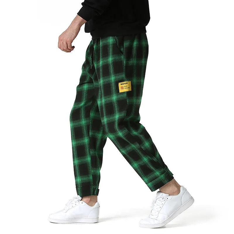 

2021 new trend plaid pants men's velcro casual pants cotton sweatpants EU code US code S-XXL
