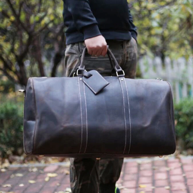 ROCKCOW большая винтажная Ретро сумка из натуральной кожи для выходных мужская