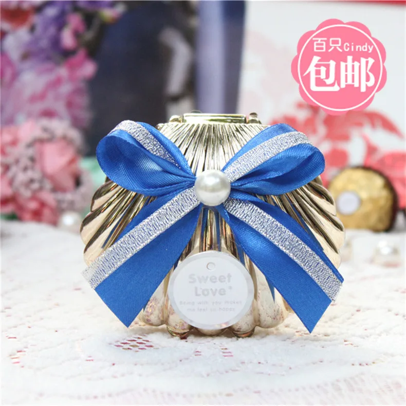 Подарочная коробка с золотыми ракушками упаковка для конфет Подарочный пакет