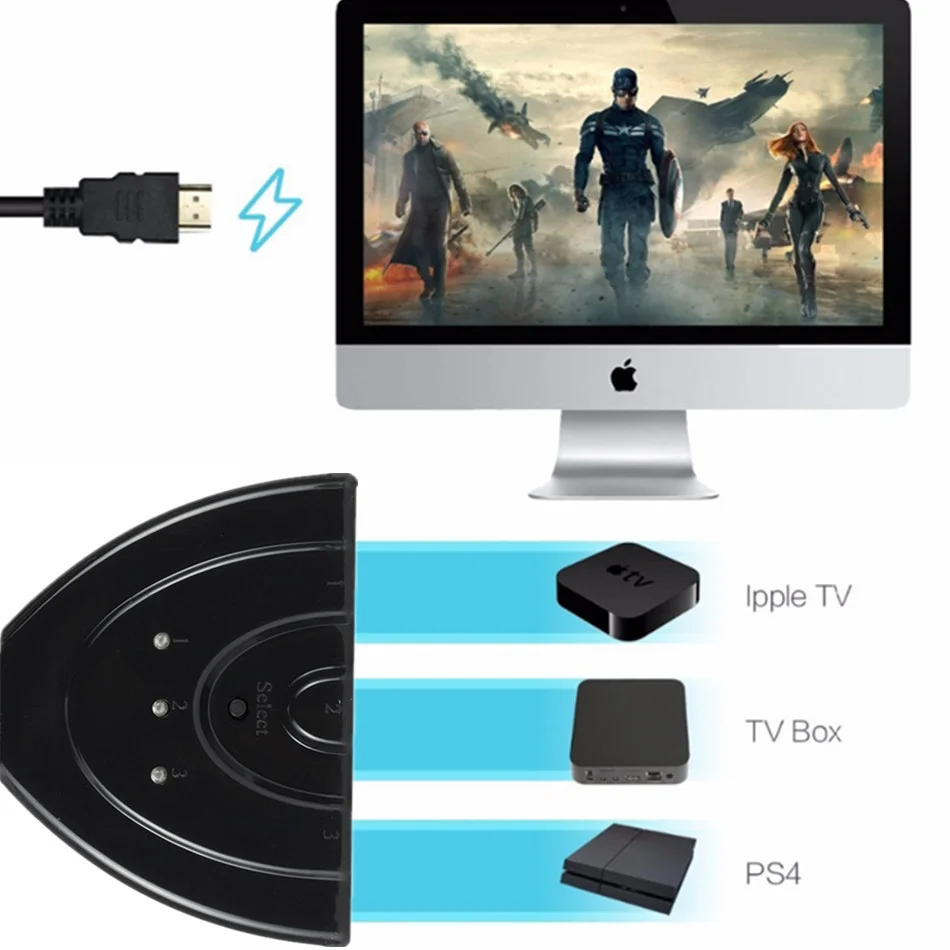 HD мини-разветвитель с 3 портами HDMI-кабель адаптер 1.4b 4K * 2K 1080P Коммутатор