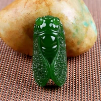 natural green jade cicada pendant necklace chinese hand carved jadeite fashion charm jewelry amulet accessories men women gifts