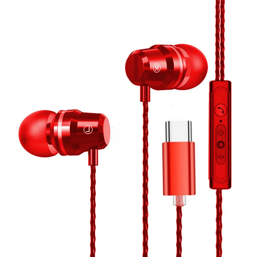 Тип C USB In Ear наушники гарнитура для волос с проводной микрофон fone de ouvido Bluetooth