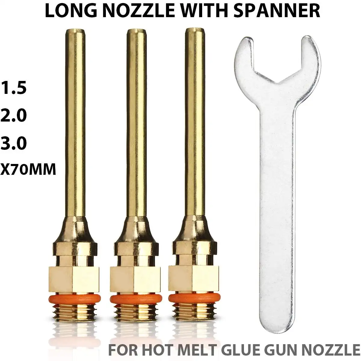 

4Pcs/set Glue Gun Copper Nozzle Small-bore Long Short Large Diameter Hot Thaw Glue Gun Accessories with Spanner Wrench