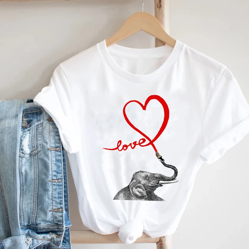 

Women Casual Cartoon 2021 Valentine's Day Short Sleeve Spring Summer Fashion Clothes Print Tee Top Tshirt Female Graphic T-shirt