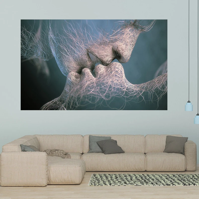 OUCAG Abstract Love Kiss Oil Painting Print Canvas Unframed Art Gift Pictures Decoration For Living Room Office Poster | Дом и сад