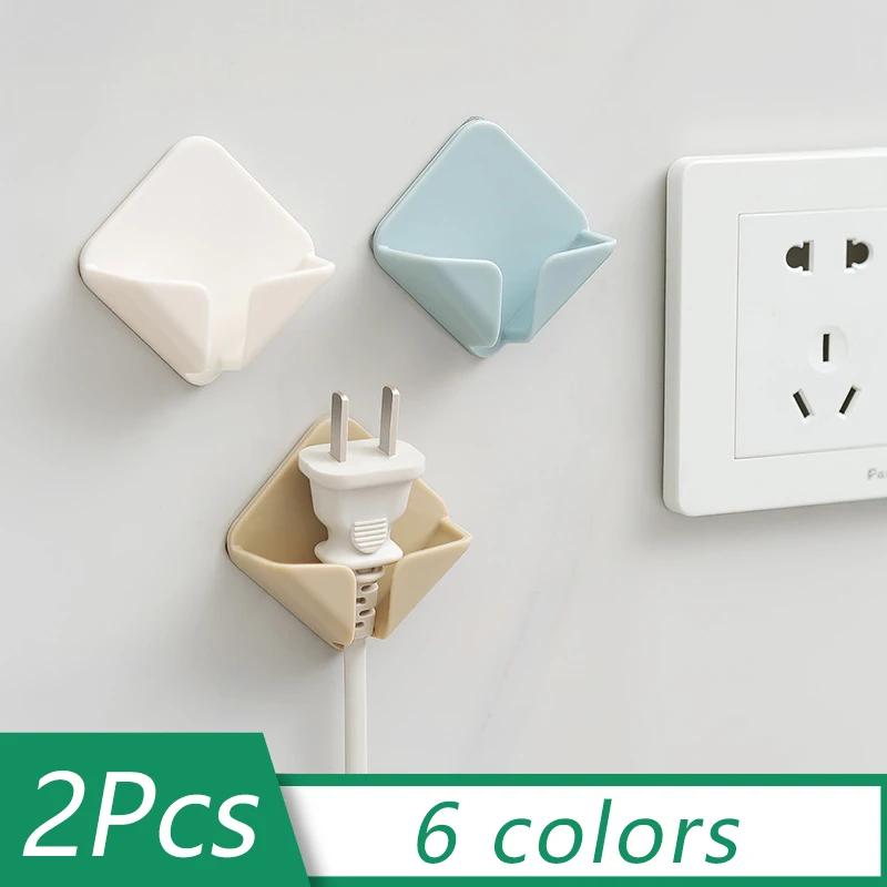 2pcs/lot Power Plug Socket Hanger Holder Nail-free Cord Storage Rack Wall Hooks Kitchen Hook Adhesive | Дом и сад