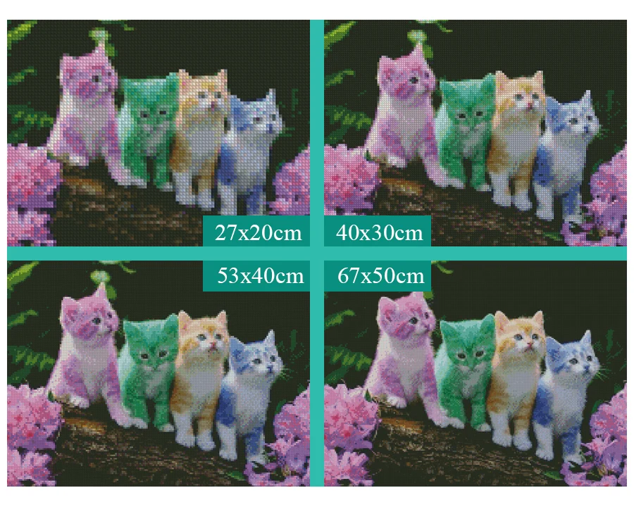 Фуюн 5D алмазов картина красочные кошка Полный Круглый алмазные мозаичные