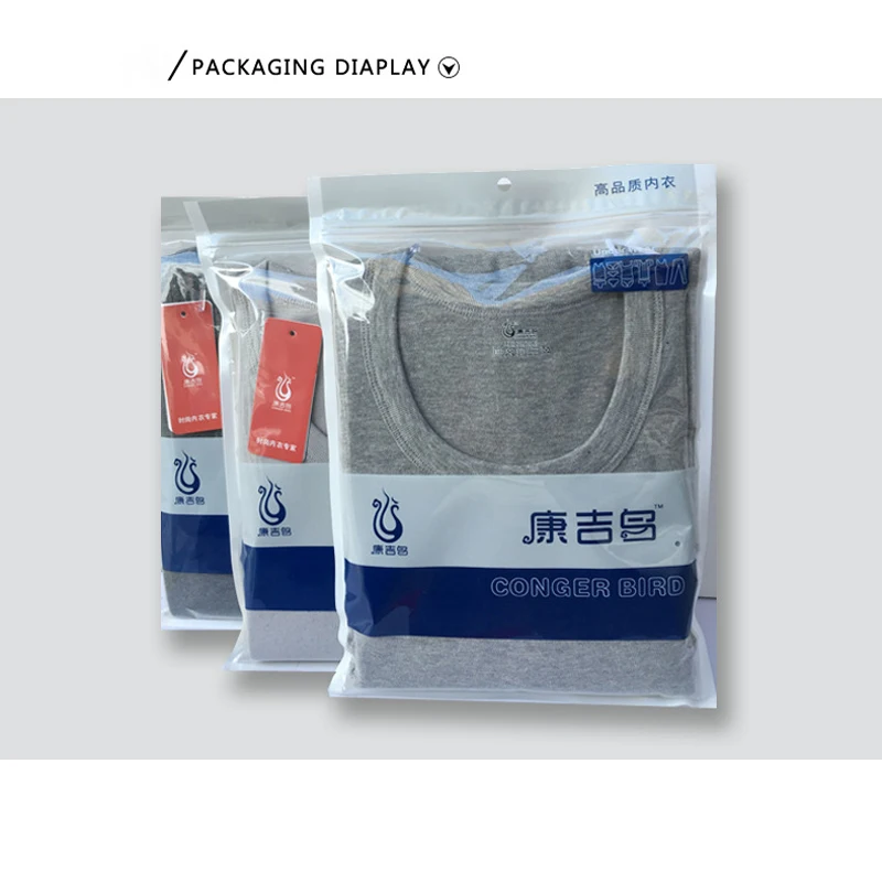 

100% Cotton Men's Thin Underwears Thermal Underwear Tops T-shirt Autumn and Winter Warm and Comfortable Solid Color Round Neck