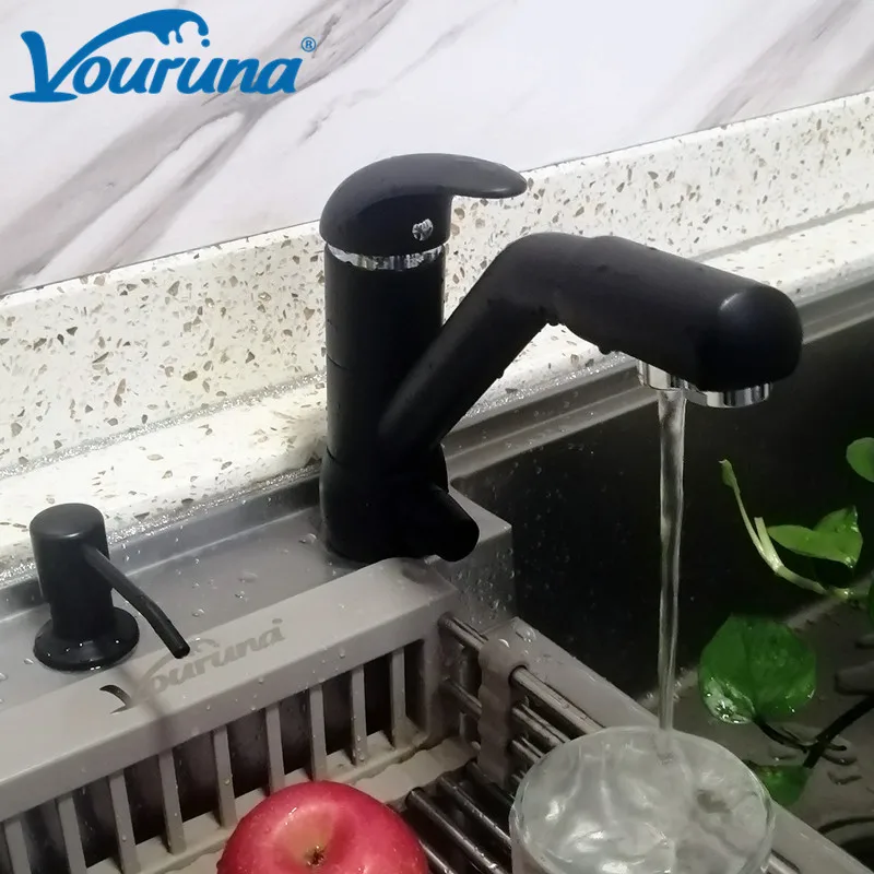 Высококачественный смеситель vouruna из твердой латуни Alba черный кухонный кран с