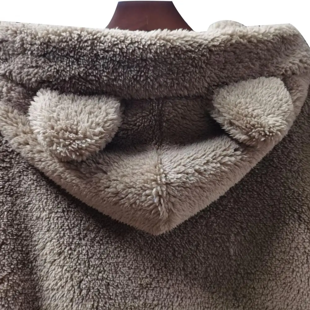 Autumn Winter Women Warm Hooded Coats Casual Hoodie Fleece Sweatshirt Long Sleeve Rabbit Ear Hood Sweatshirt Plush Warm Hoodie