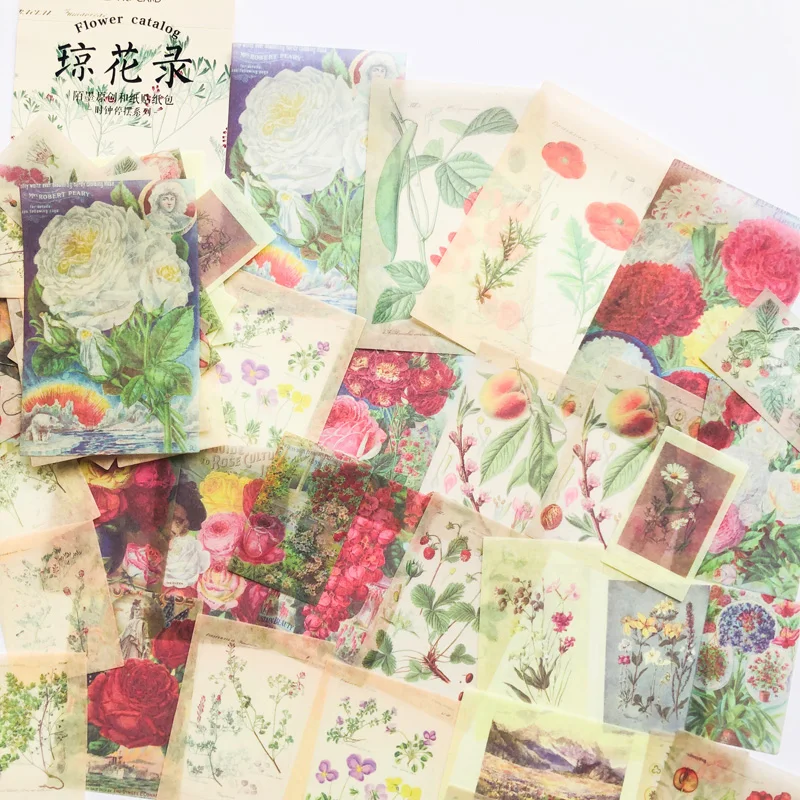 60 листов/сумка Большой размер винтажные цветущие цветы декоративные наклейки, дневник альбом ручной учётной записи Декор