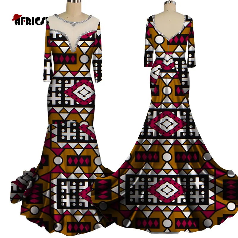 2020 African dress African v-neck floor-length dress African floor-length dress Fashionable dress Party dress wy6011