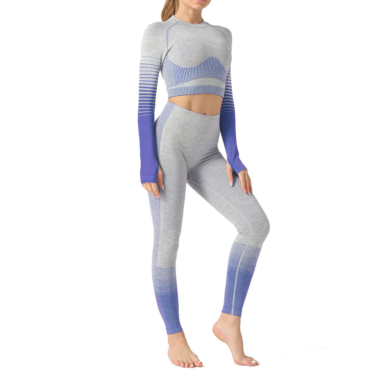 

New Yoga Set Sport Outfits Women Yoga clothing Seamless Long Sleeve Crop Top T-Shirt Leggings Summer Run Workout Gym Suit Sets