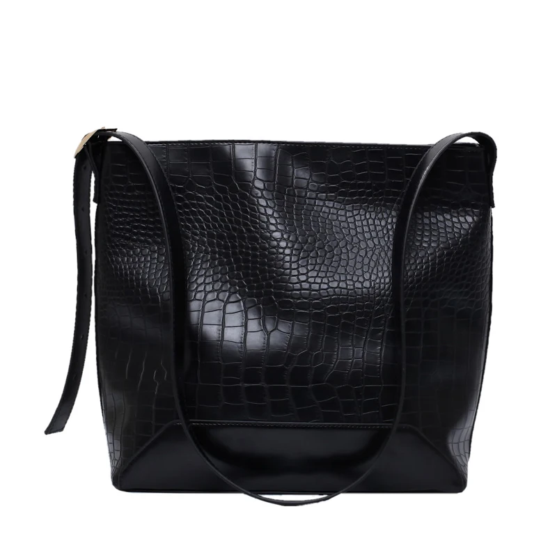 

vintage alligator bcuket bags for women designer shoulder bags luxury crocodile pu leather crossbody bag casual large tote purse