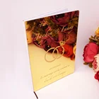 Пользовательская акриловая зеркальная книга для гостей, двойное кольцо с бриллиантами, свадебная подпись, гостевая книга, персонализированный декор для событий и вечерние