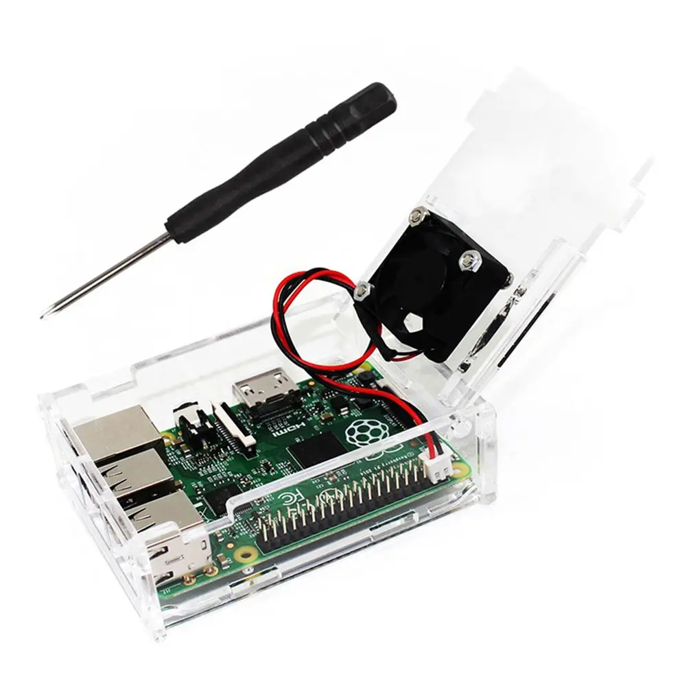 Корпус Raspberry Pi с вентилятором 2/3 поколения Raspberry Pi Модель 3b+ акриловая сборка шасси коробка