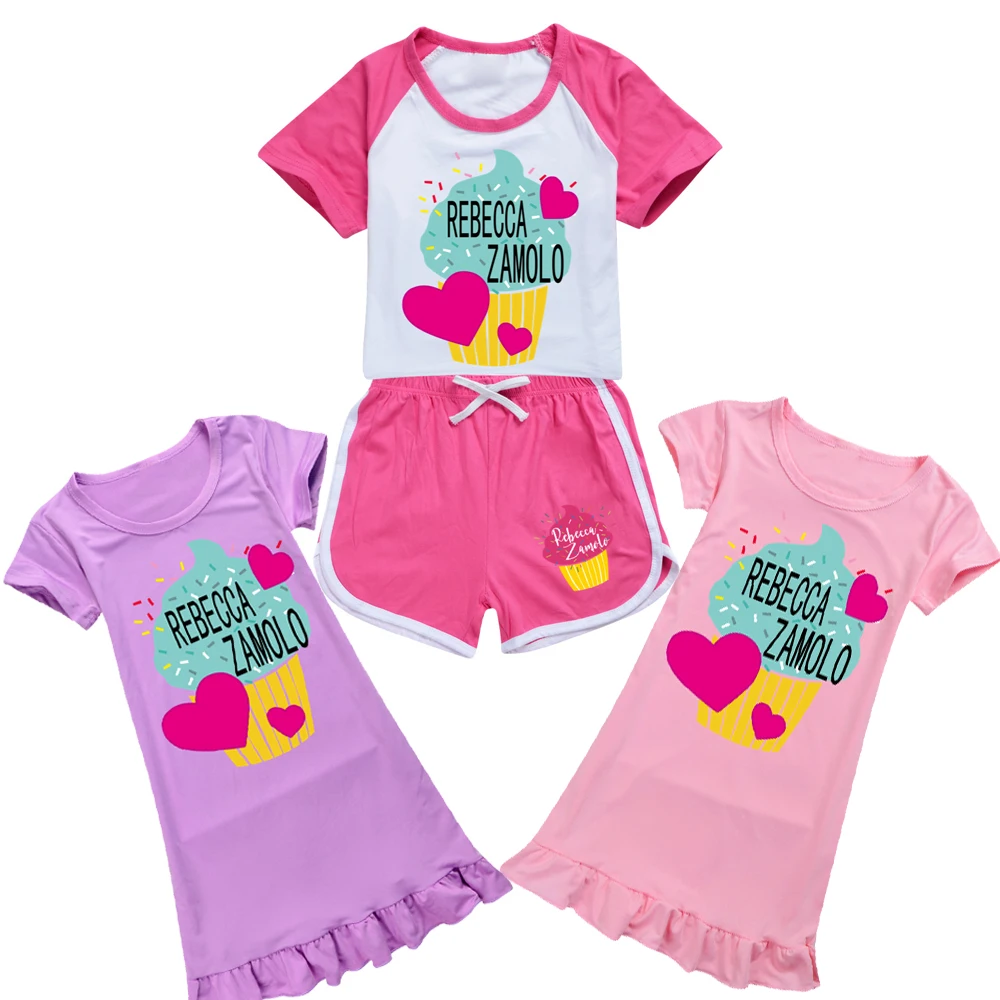 

Baby Girls Boys Clothes Rebecca Zamolo Outfits Summer Kids Sports Short Sleeve T-shirt+Pants 2-piece set Pyjamas Children's Suit