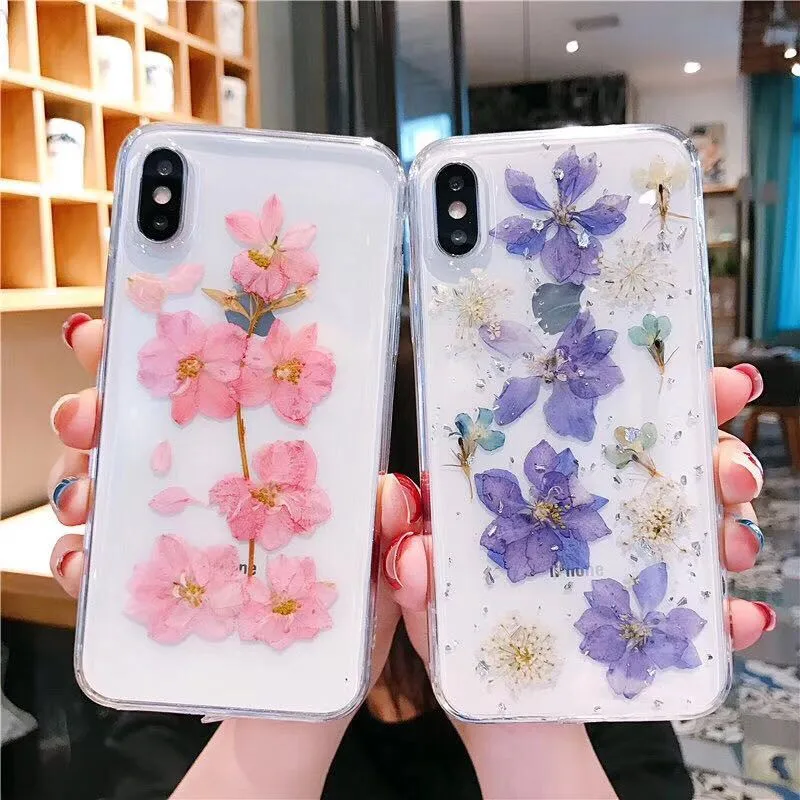 

Dry flower case for iphone 11 12 pro XS Max X XR 6s 7 8 Plus SE 2020 phone cases Real floret cover for iPhone 11 Pro 12mini case