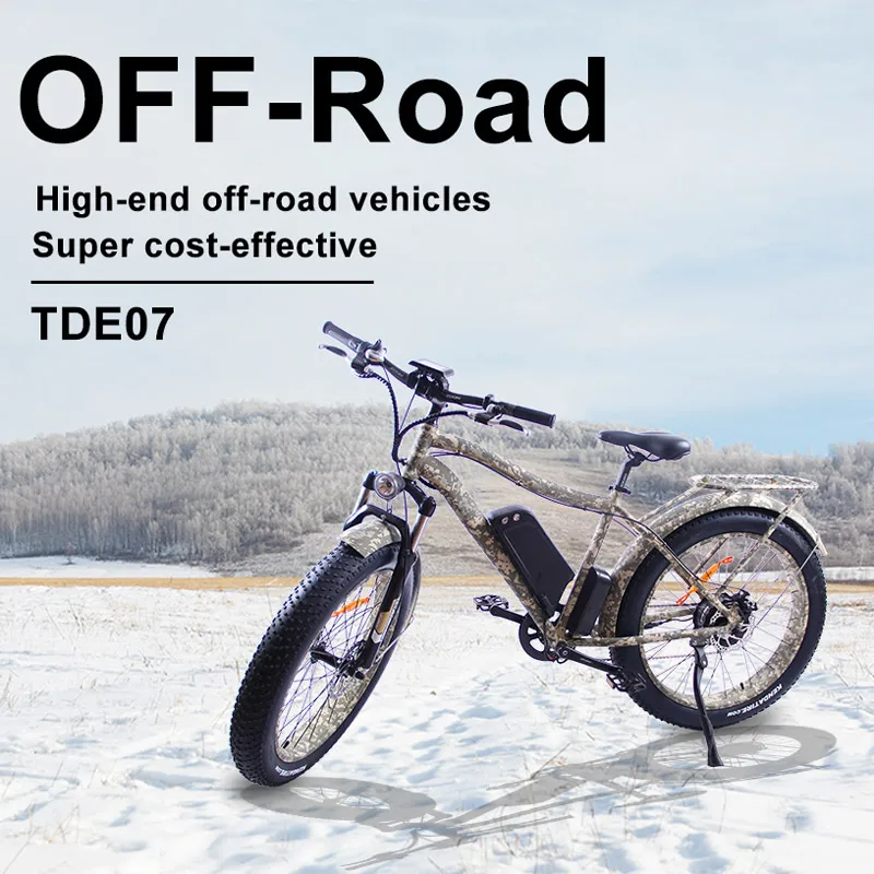 Электрический горный велосипед EZBIKE TDE07, 750 Вт, для охоты, электровелосипеда, пляжа, снега, электрический велосипед, 48 В, литиевая батарея, мотор, электровелосипед