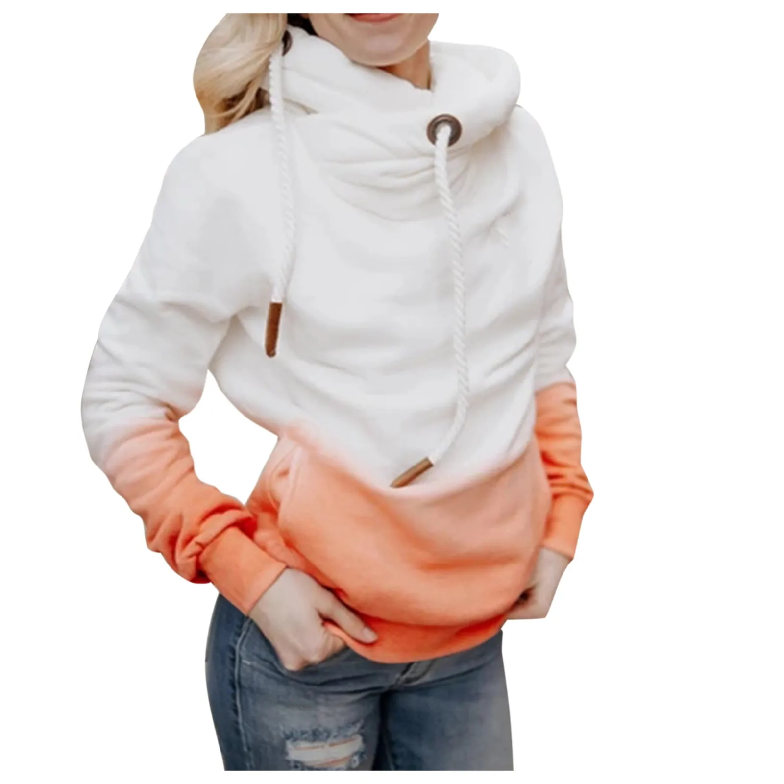 Women Autumn Winter Casual Gradient Color Hoodie Sweatshirt Pocket Pullover Tops Las Mujeres Sweetshirts Спортивный Костюм Женск