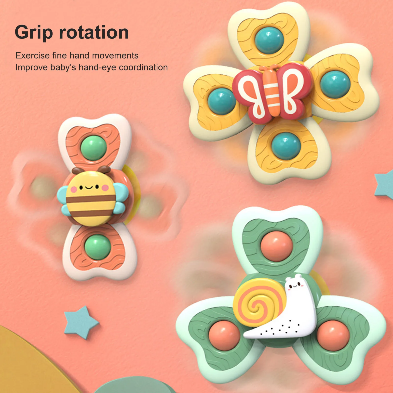 

3PCS/Set Baby Bath Spinning Toy Animal Stress Relief Toy With Suction Cups Windmill Spinner Baby Stress Decompresssion Toys ZH