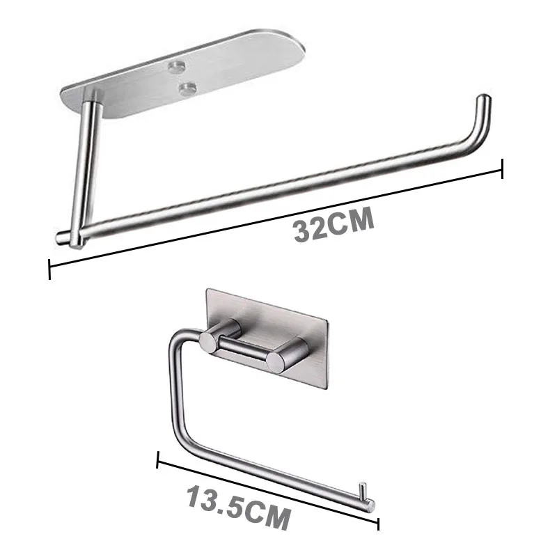 

Kitchen Self-adhesive Accessories Under Cabinet Paper Roll Rack Towel Holder Tissue Hanger Storage Rack For Bathroom Toilet