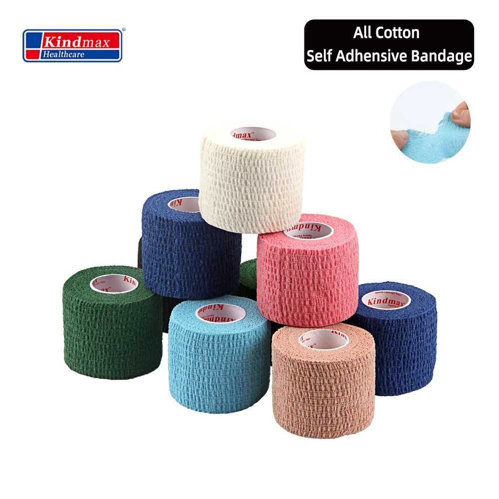 Самофиксирующиеся эластичные когезионные бандажи Kindmax из хлопка для ухода за