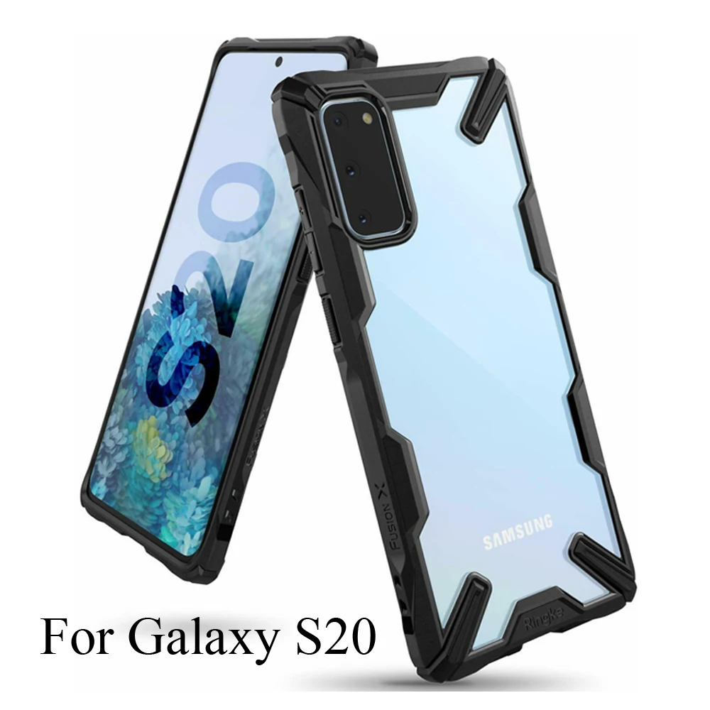 Чехол Ringke Fusion X для Galaxy S20 амортизирующий Прозрачный жесткий чехол из мягкого ТПУ