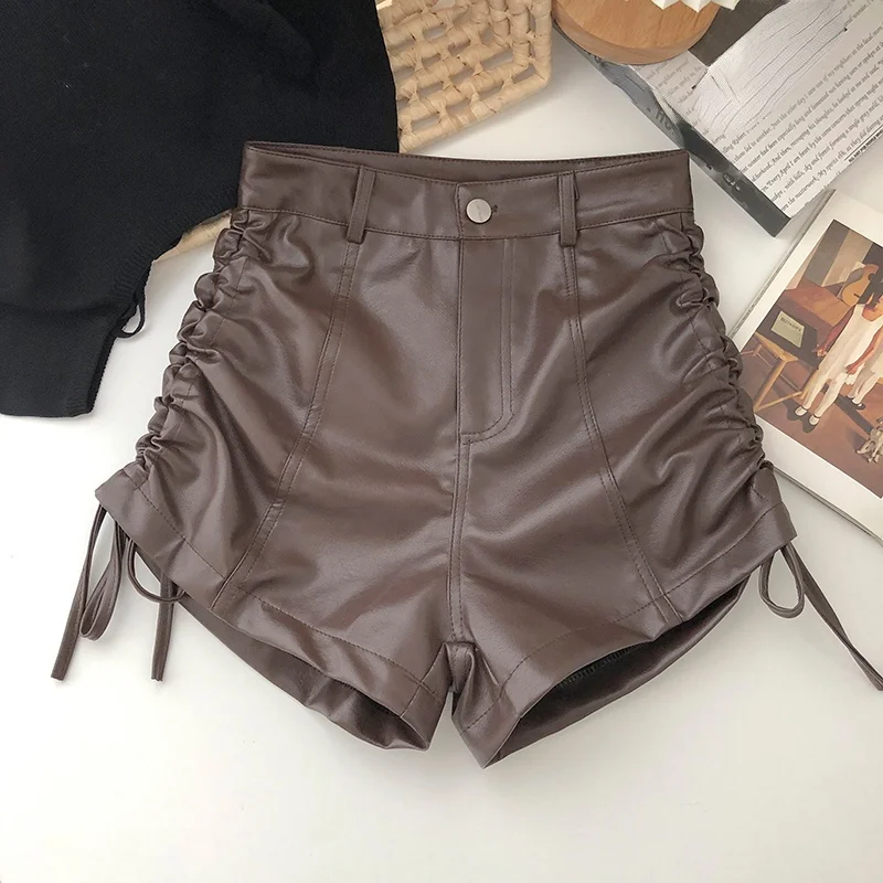 Шорты Tinomiswa женские на шнуровке с завышенной талией однотонные Короткие штаны из