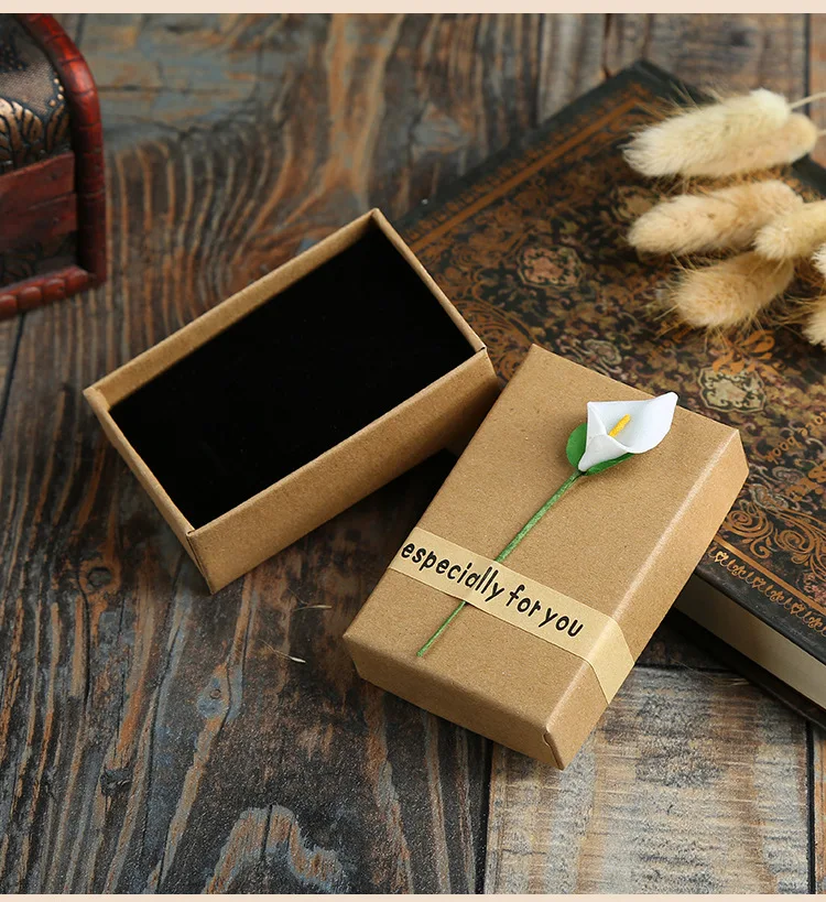 handmade Vintage Kraft Paper Jewelry Box Creative Ring Box Necklace Box Gift Packaging Box Customization Jewelry Display