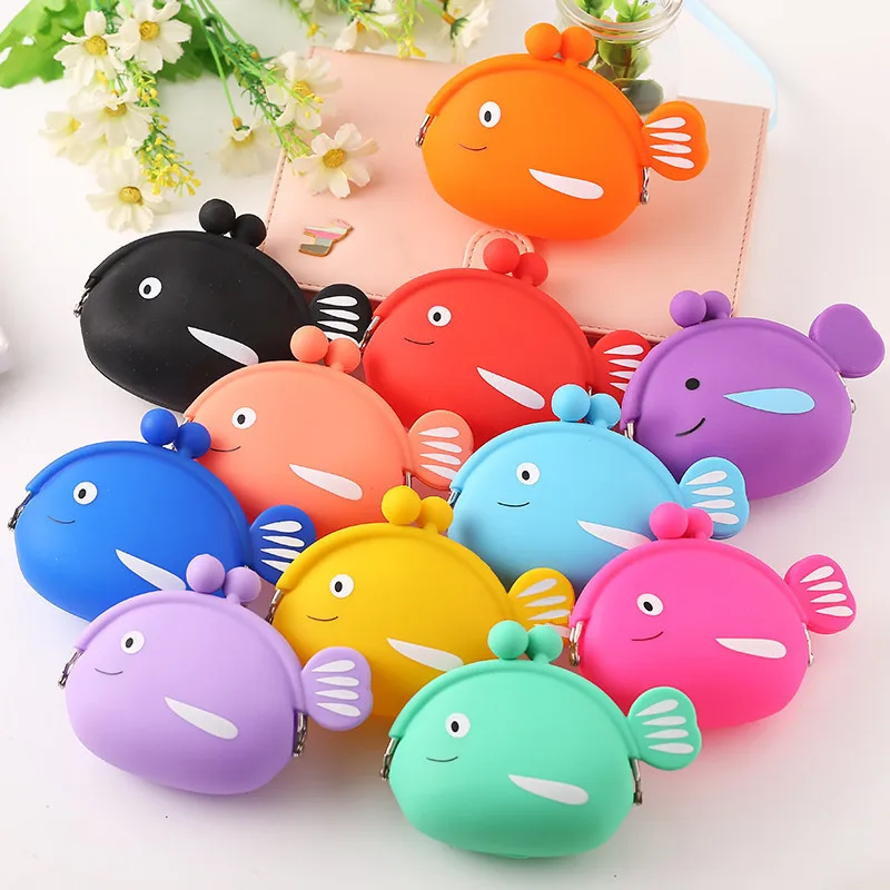 2020 New Girls Mini Silicone Coin Purse Fish Small Change Wallet Purse Women Key Wallet Coin Bag for Children Kids Gifts