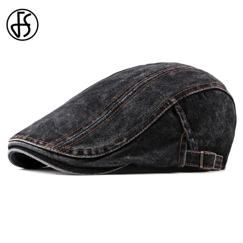 Кепка унисекс из денима FS Однотонная синяя уличная шапка берет джинсовой ткани в